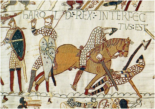 King Harold's Death as depicted on the Bayeux Tapestry
