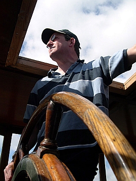 Captain Dominic Read of the Thames river barge Magna Carta