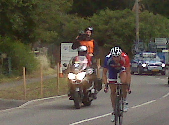 Ian Stannard leading the 2008 Tour of Britain through the Berkshire village of Hermitage
