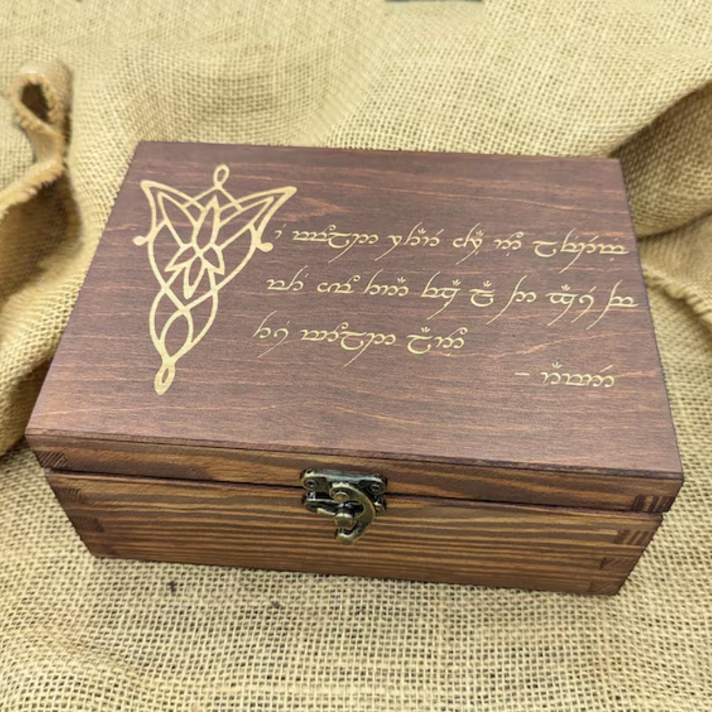 Wooden Box with Elvish Arwen Aragorn Quote © RavenWoodsCraftShop | etsy.com