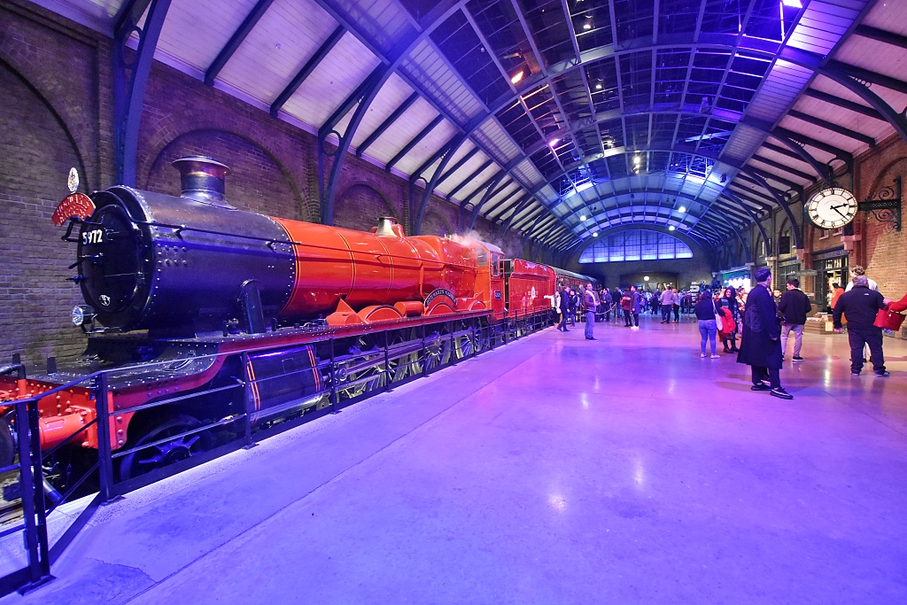 The Hogwarts Express Waiting at Platform 9 3/4 at The Harry Potter Studios