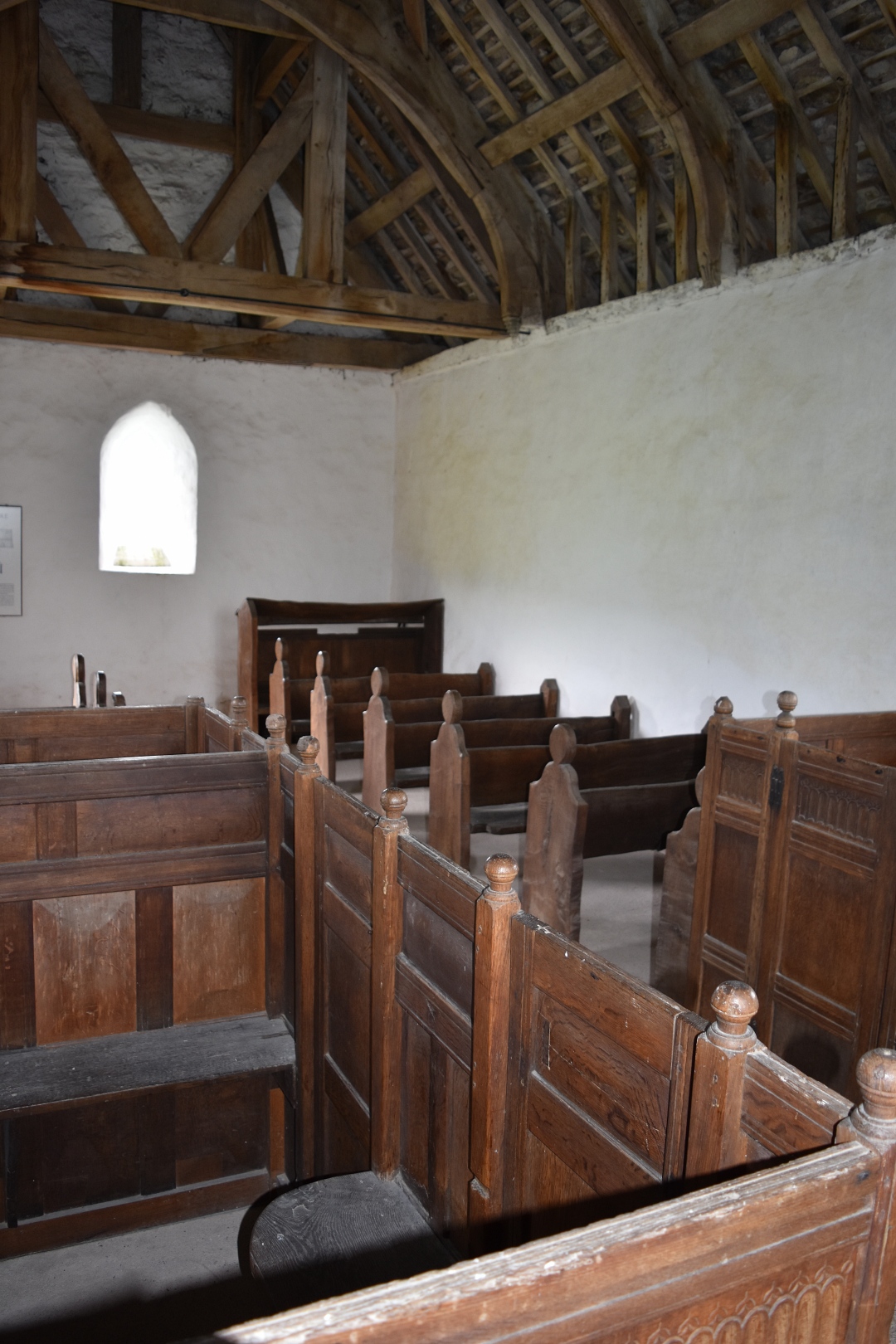 View from the Pulpit in Langley Chapel showing the Box Pews, Benches, and Music Stand.