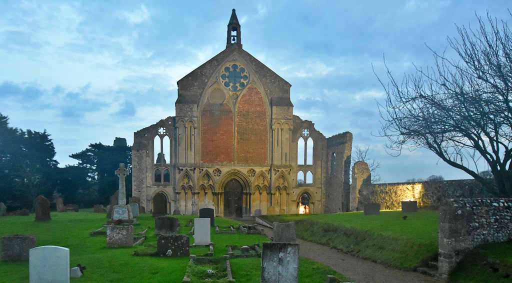 The West End of St. Mary and Holy Cross Parish Church Just Before Sunset