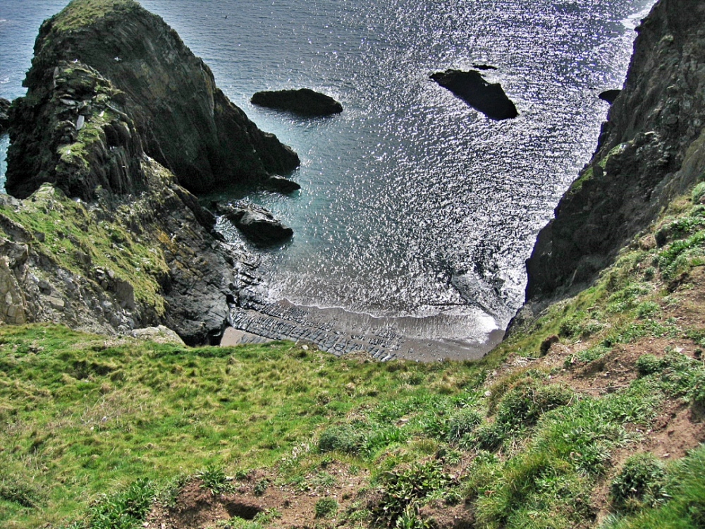 Looking Down into a Cove on Burgh Island
