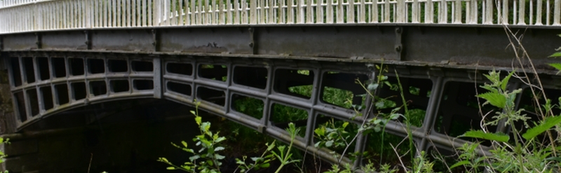 cantlop bridge, constructed from cast iron and crosses cound brook in shropshire