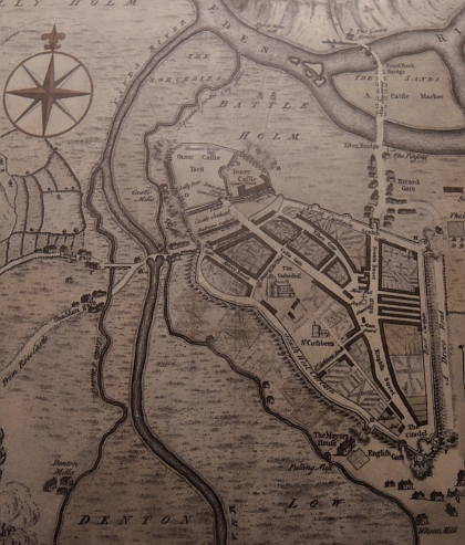 Map of Carlisle from Late Tudor Times. Photo taken of display in Carlisle Castle.