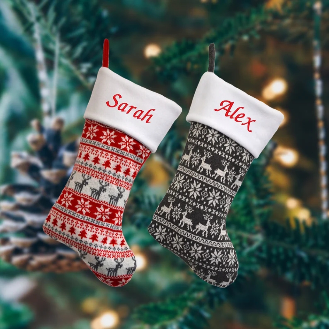 Personalised Nordic Knitted Christmas Stockings | etsy.com
