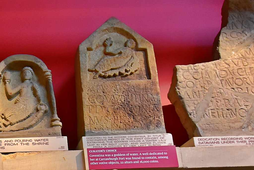 Dedication to the Goddess Coventina Found in Coventian's Well and on Display in the Clayton Museum at Chester's Fort © essentially-england.com