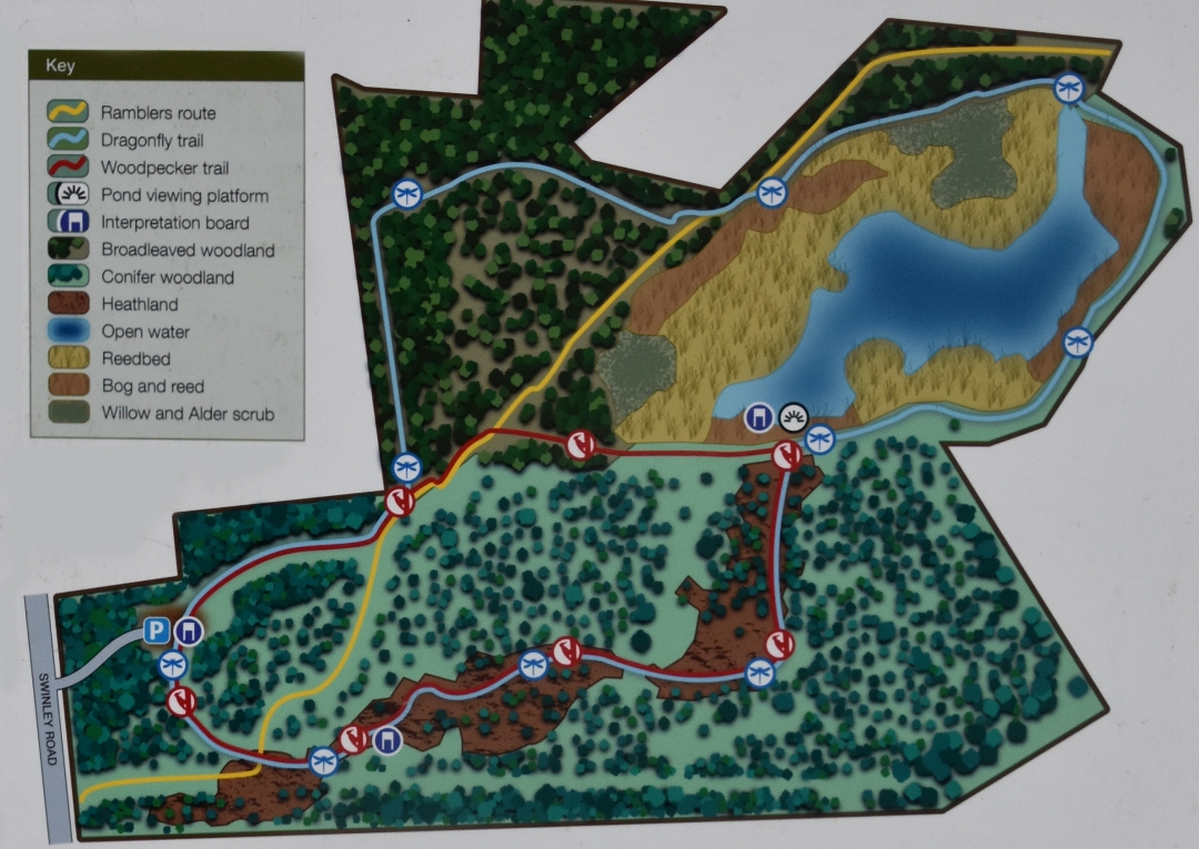 Map of Englemere Pond Nature Reserve (Photo taken from site information board) © essentially-england.com