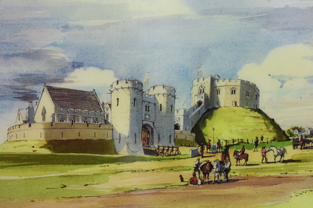 Artist's Impression of Fotheringhay Castle Around 1400 (photo of Northamptonshire County Council information board)