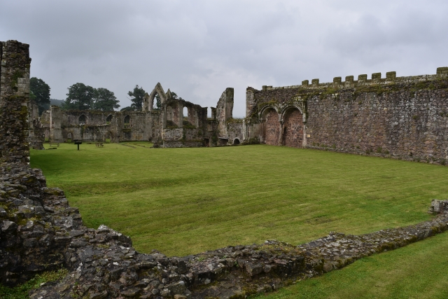 View across the cloister of Haughmond Abbey in SHropshire.
