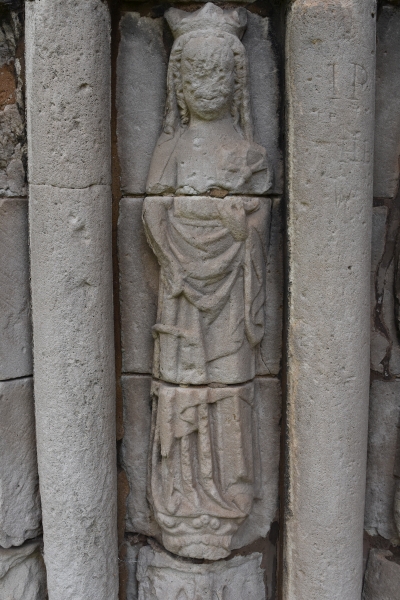 Impressive carvings of saints adorn the front of the Chapter House of Haughmond Abbey in SHropshire.