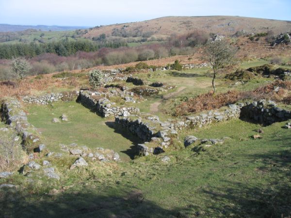Remains of the deserted medieval village on Hound Tor