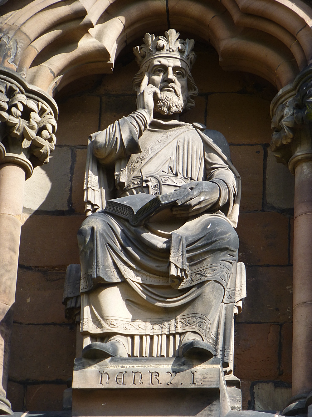 The Figure of King Henry I Looking Thoughtful on the Front of Lichfield Cathedral