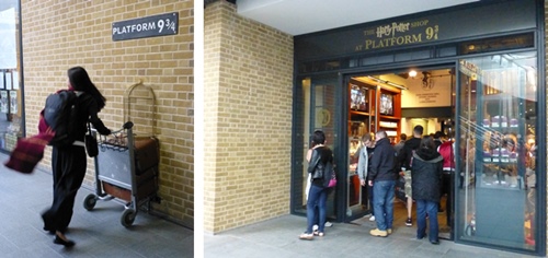 Platform 9 3/4 and Harry Potter Shop at King's Cross Station © essentially-england.com
