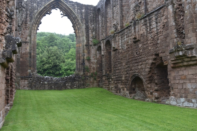 fourteenth century window in the twelfth century prestbytery of lilleshall abbey church in shropshire