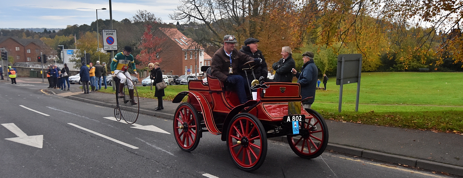 Vintage Car Driving Through Redhill On Its Way From London to Brighton in 2018