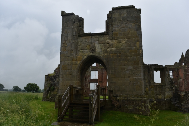 the medieval gatehouse of moreton corbet castle in rural shropshire