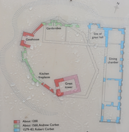 plan of moreton corbet castle photographed from an english heritage information board.