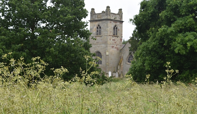 St. Bartholomew's Church adjacent to the ruined Moreton Corbet Castle in Shropshire