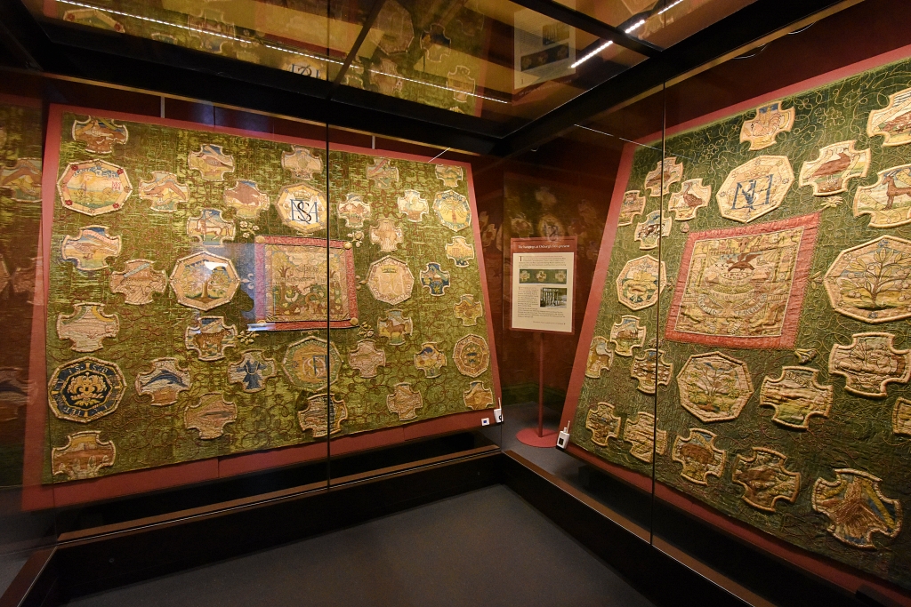 The Oxburgh Hangings on Display at Oxburgh Hall © essentially-england.com