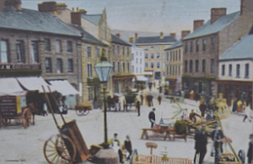 Artist Impression of Cornmarket Around 1850. Photo taken from town council  information sign. © essentially-england.com