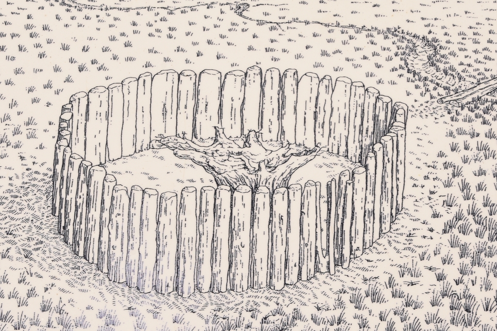 Seahenge Drawing by David Dobson Taken from Information Board © essentially-england.com
