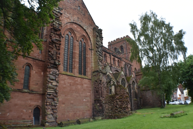 Shrewsbury Abbey shows signs of partial destruction and modification during its 800 year history &copy; essentially-england.com