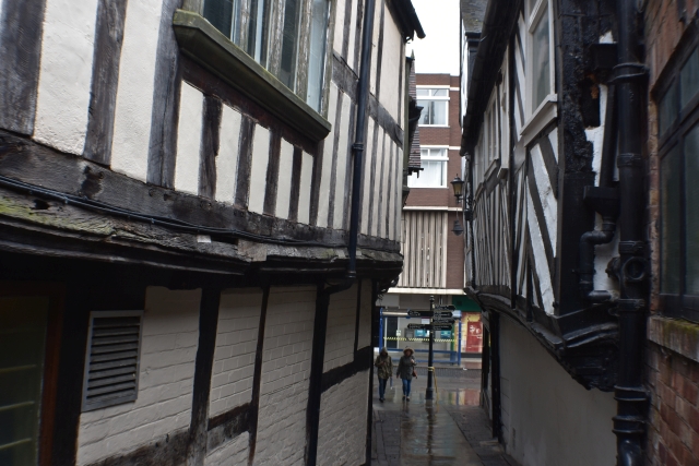 Walking among the medieval streets of Shrewsbury in Shropshire &copy; essentially-england.com