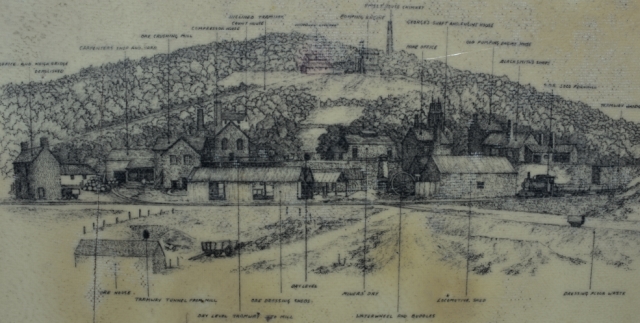artistic impression of snailbeach mine in shropshire during its heyday period