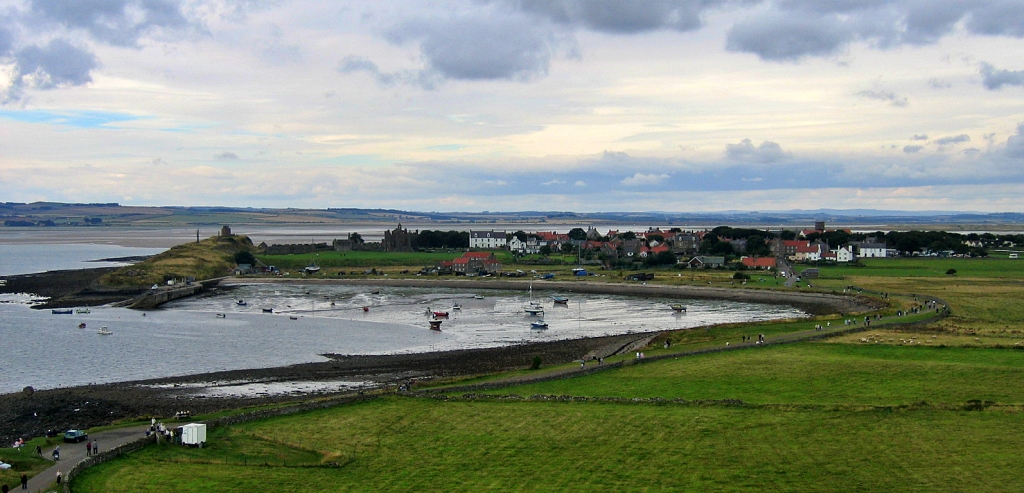 View Towards Lindisfarne Priory and Village from the Castle