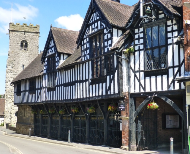 The wonderful, timber-framed Guildhall in Much Wenlock, Shropshire &copy; essentially-england.com