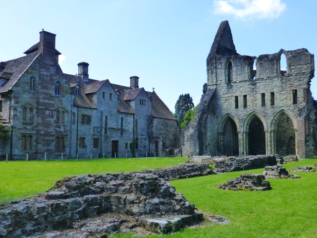 view across the ruin of wenlock priory towards the infirmary and south transept