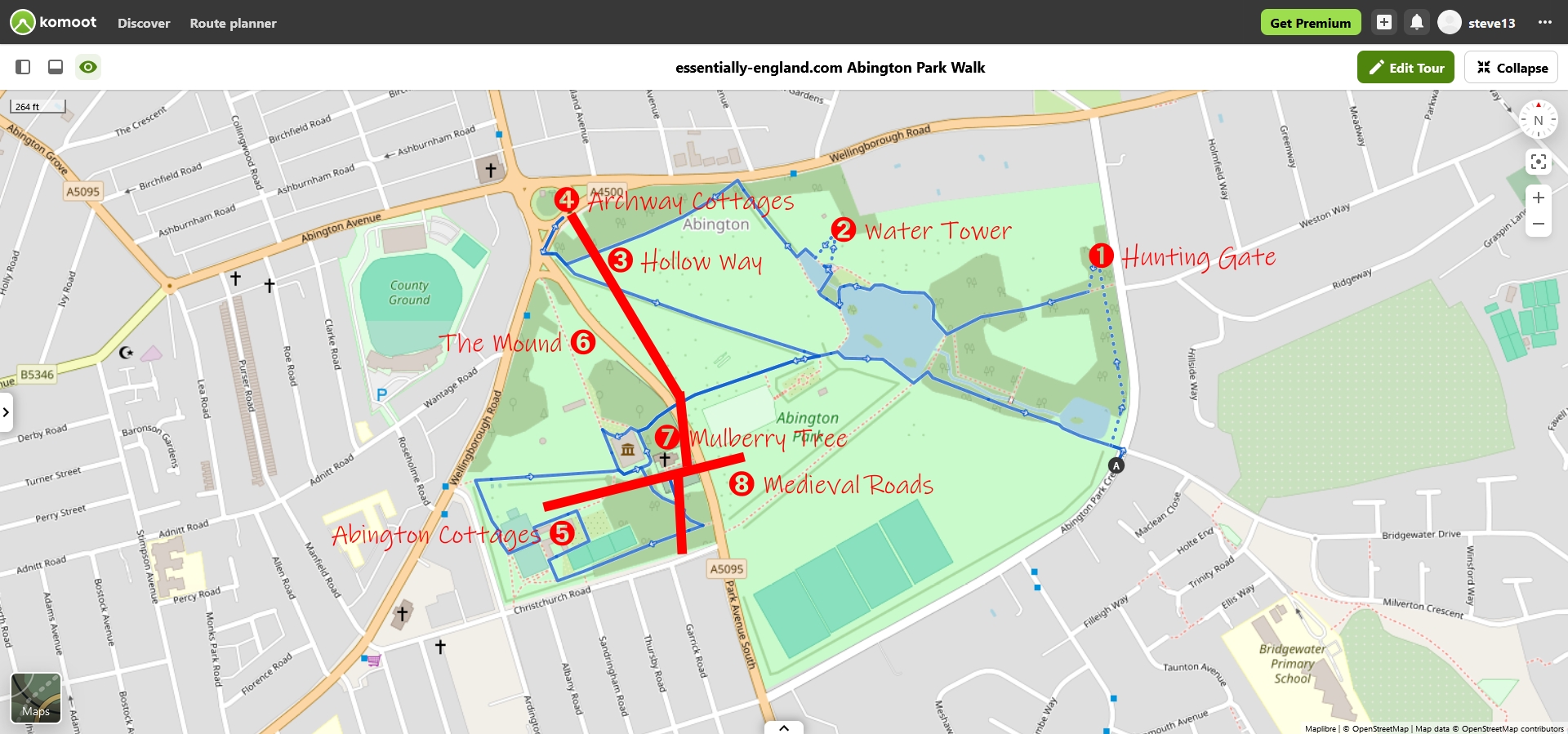 Abington Park Walking Map