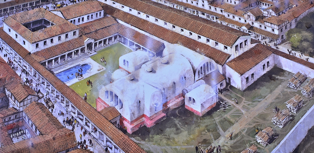 Artists Impression of Wroxeter Bath Complex (photo taken of an English Heritage information board)