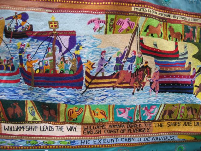 William invades England. The modern Bayeux tapestry by Annette Banks. &copy; essentially-england.com