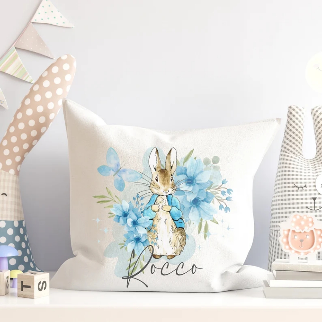 Personailised Flopsy and Peter Rabbit Cushion | etsy.com