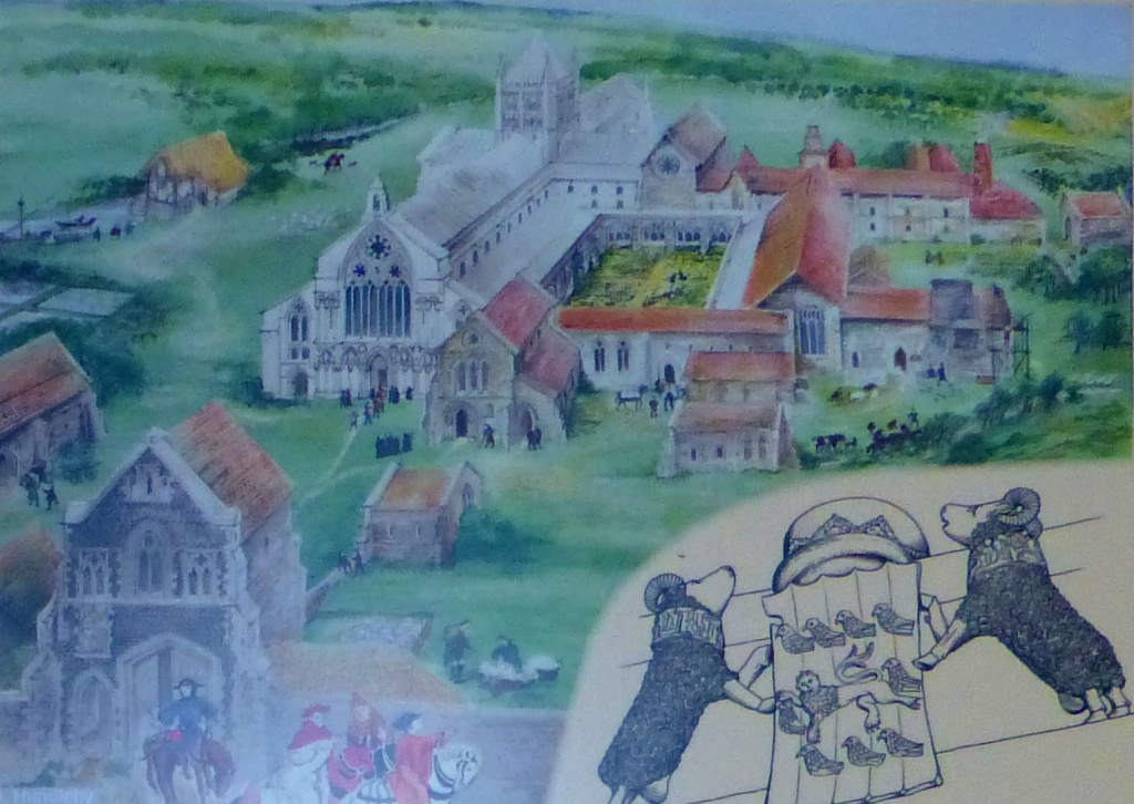 Artist's Impression of Binham Priory Before Dissolution (Photo taken from information board) © essentially-england.com