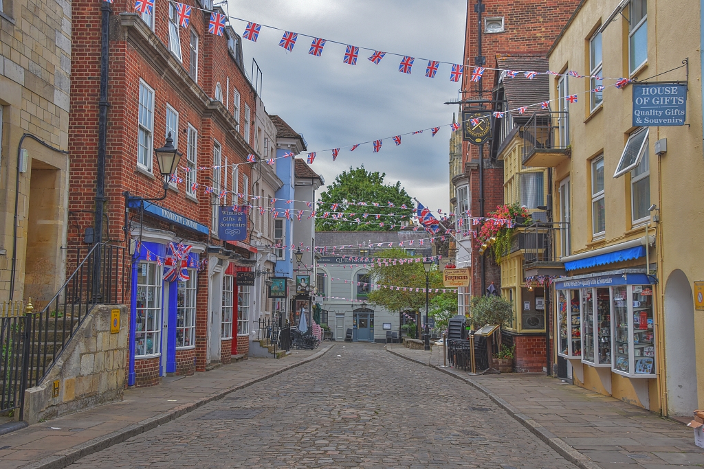 Bunting and Flags in a Windsor Street © essentially-england.com