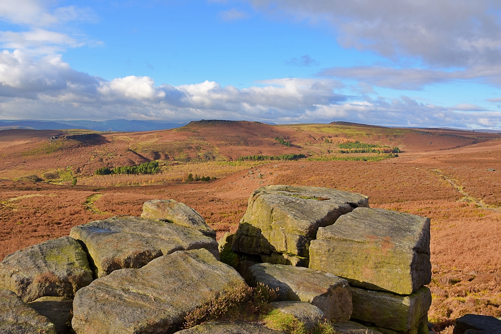 View to Higger Tor with Carl Wark Hillfort on the Left