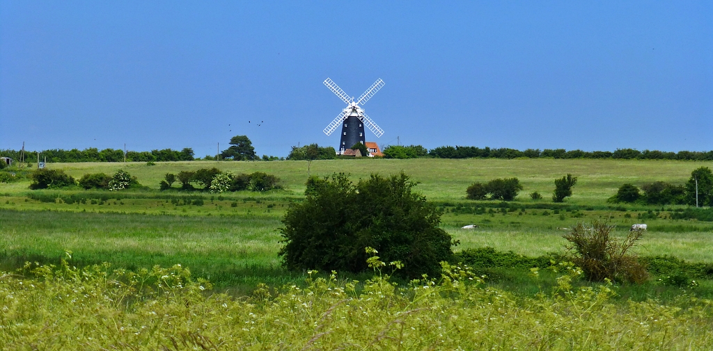 Cycling Past Burnham Overy Windmill © essentially-england.com