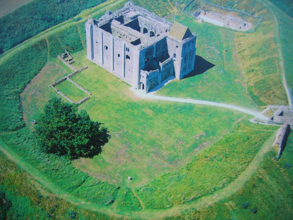 Aerial View of Castle Rising Inner Bailey (photo from English Heritage information board)