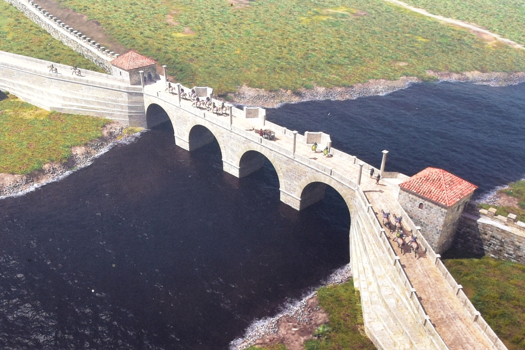 Artists Impression of the Second Roman Bridge (Photo taken from English Heritage information board)