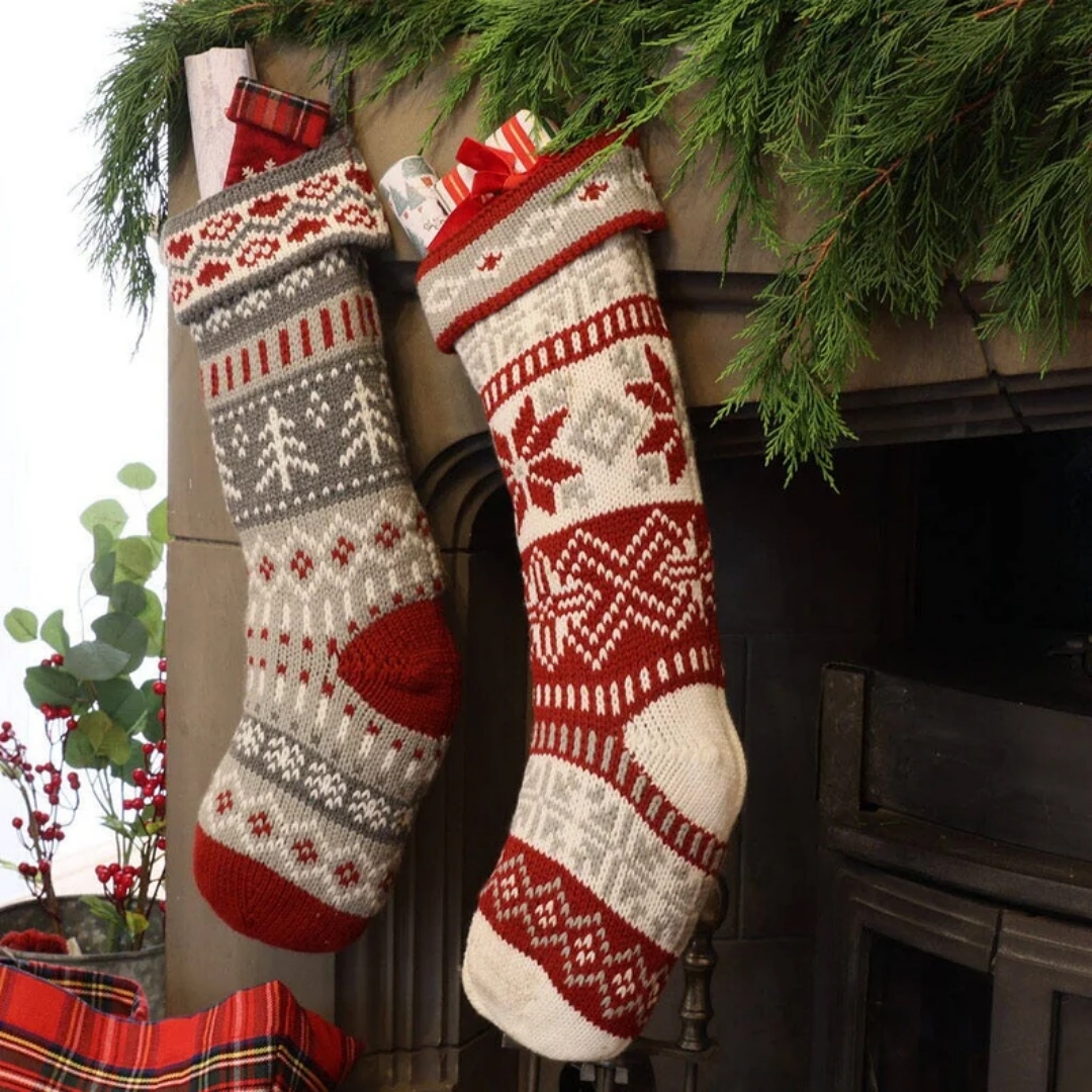 Traditional Knitted Nordic Style Fair Isle Christmas Stockings | etsy.co.uk