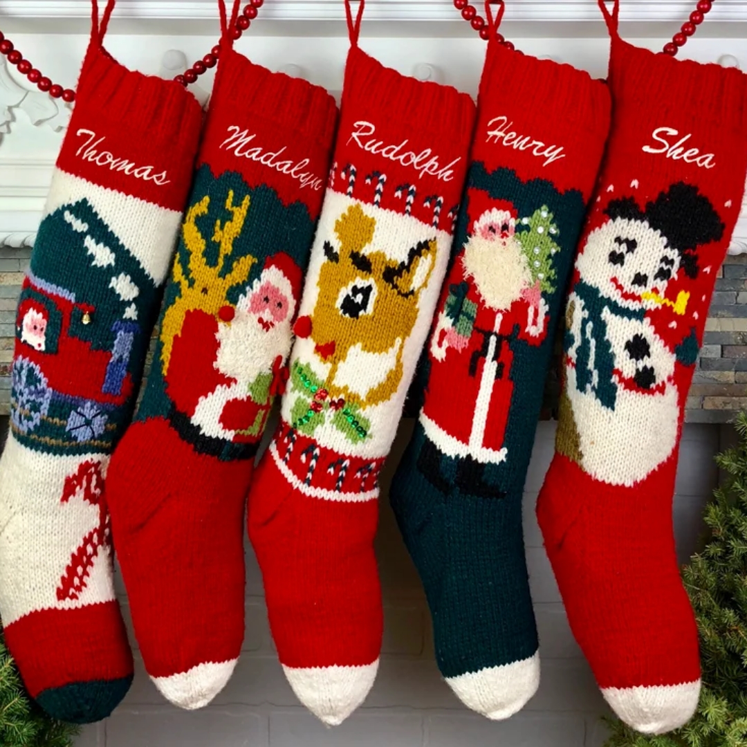 Personalised Knitted Christmas Stockings  | etsy.co.uk