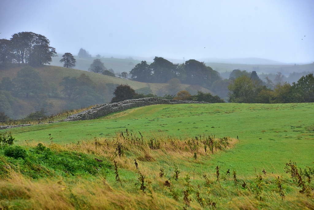 Hadrian's Wall Near Birdoswald Fort on a Murky Autumn Morning