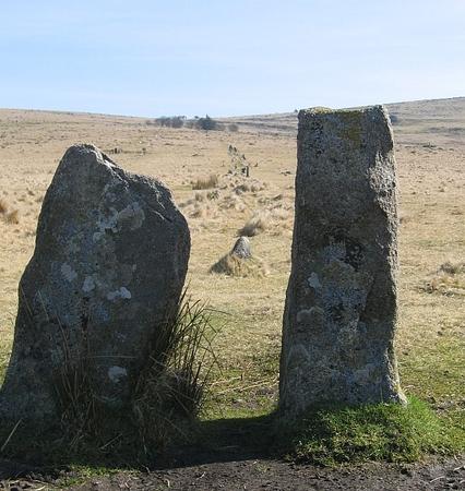 Prehistoric standing stones at Merrivale, Devon