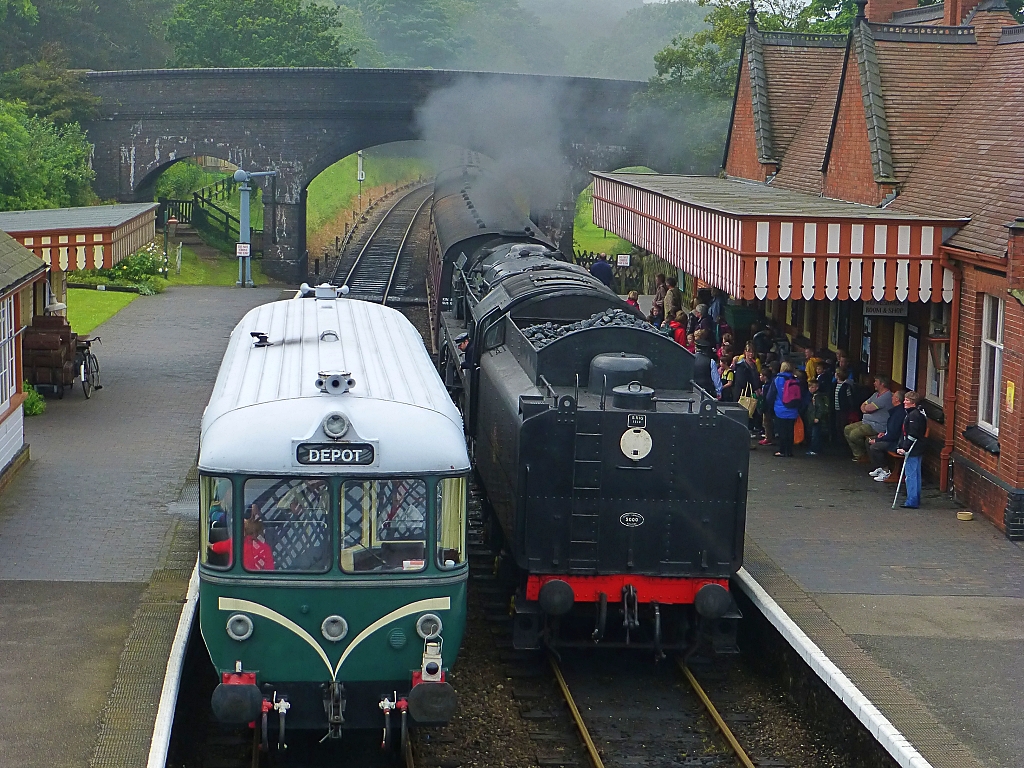 The Railbus E79960 and Black Prince at Weybourne Station © essentially-england.com
