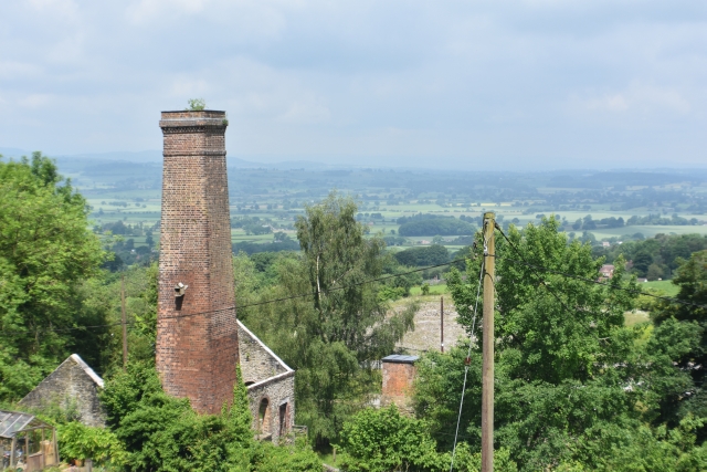 view over the shropshire plain from high in the hills at snailbeach mine