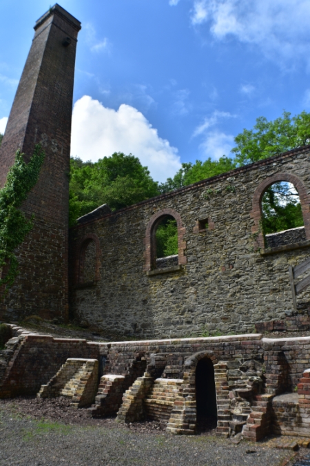 one of the many remaining mine buildings at snailbeach mine in shropshire